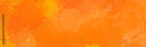 Watercolor red and orange color abstract banner.