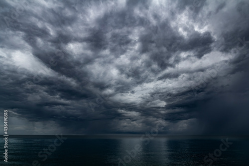 Boat and cloud storm for background