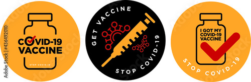 stop covid-19 vaccine signage icon