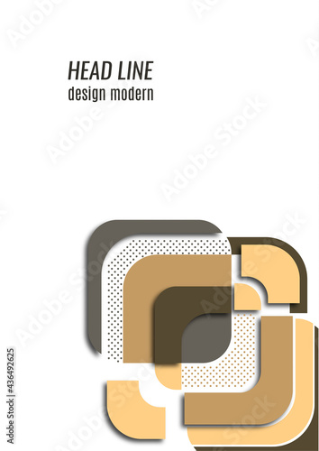Cut squares with rounded corners and shadow, many dots. Bright geometric design for creative advertising, poster or brochure in trendy style. Vector