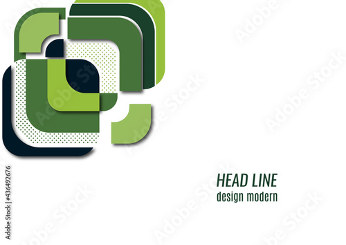 Cut squares with rounded corners and shadow, many dots. Bright geometric design for creative advertising, poster or brochure in trendy style. Vector