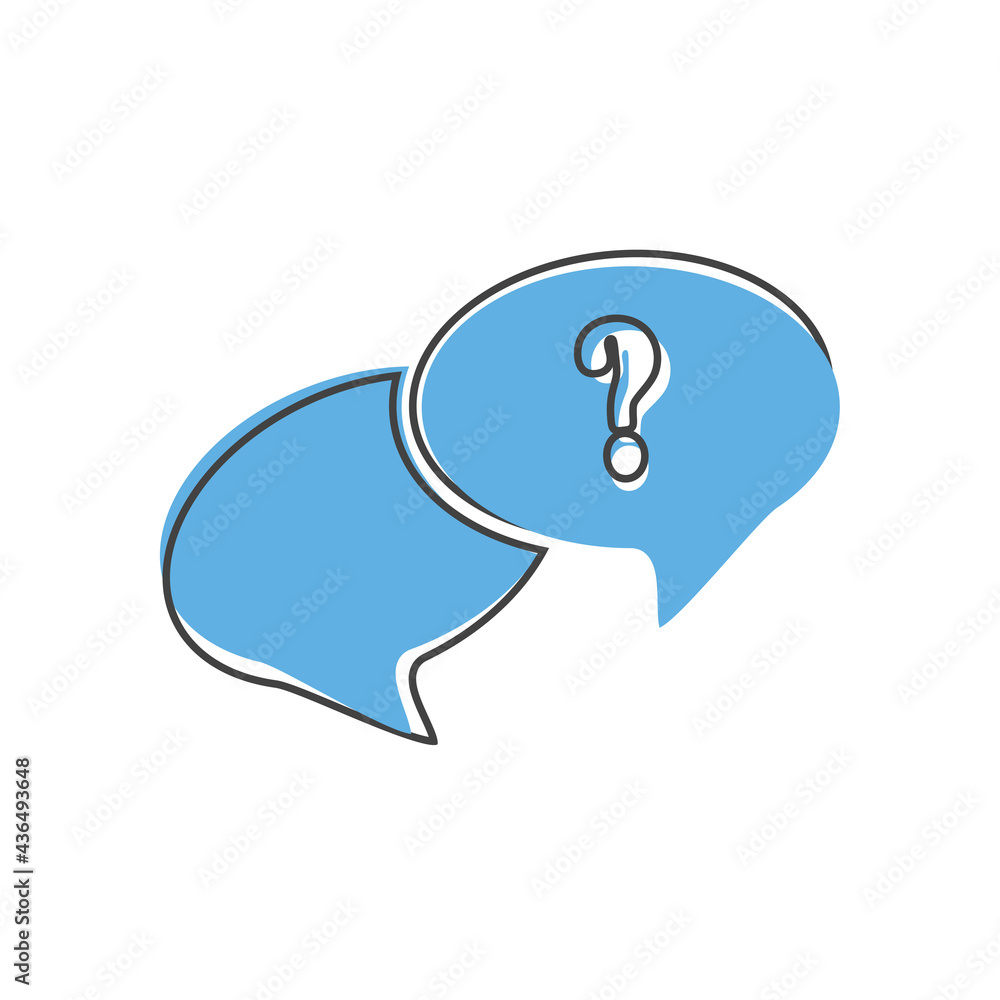 Vector exclamation mark icon in speech cloud on cartoon style on white isolated background. Vector exclamation mark icon in speech cloud on cartoon style on white isolated background.