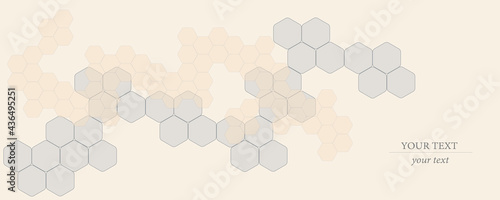 Abstract honeycomb background. Pattern of lines, cubes, and rhombuses. Soft, pastel yellow color.