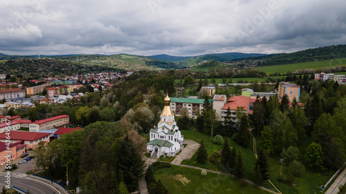 фотографія Aerial views of the Orthodox Church in Medzilaborce, Slovakia
