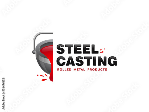 Metal casting logo on a white background. 3d style. Vector, illustration