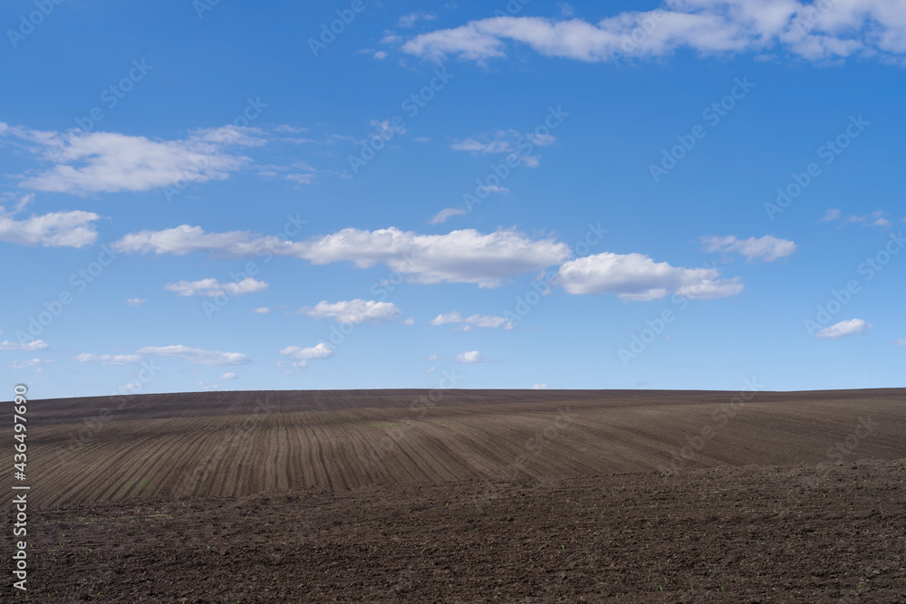 Field ploughed in spring. Podilski Tovtry nature reserve in Podolia region, South-Western Ukraine