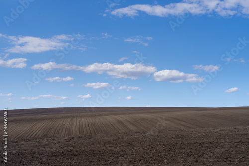 Field ploughed in spring. Podilski Tovtry nature reserve in Podolia region, South-Western Ukraine