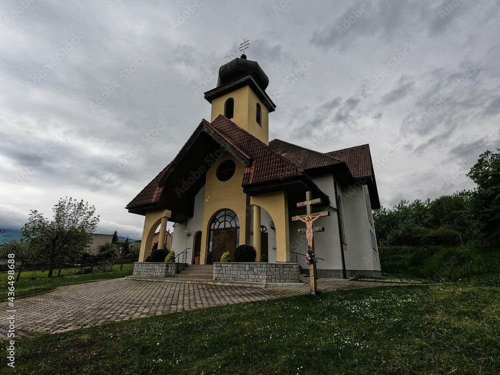 View of the church in the town of Hanusovce nad Toplou in Slovakia View of the church in the town of Hanusovce nad Toplou in Slovakia