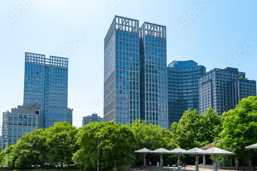 Financial center square and office building in hangzhou, China photo