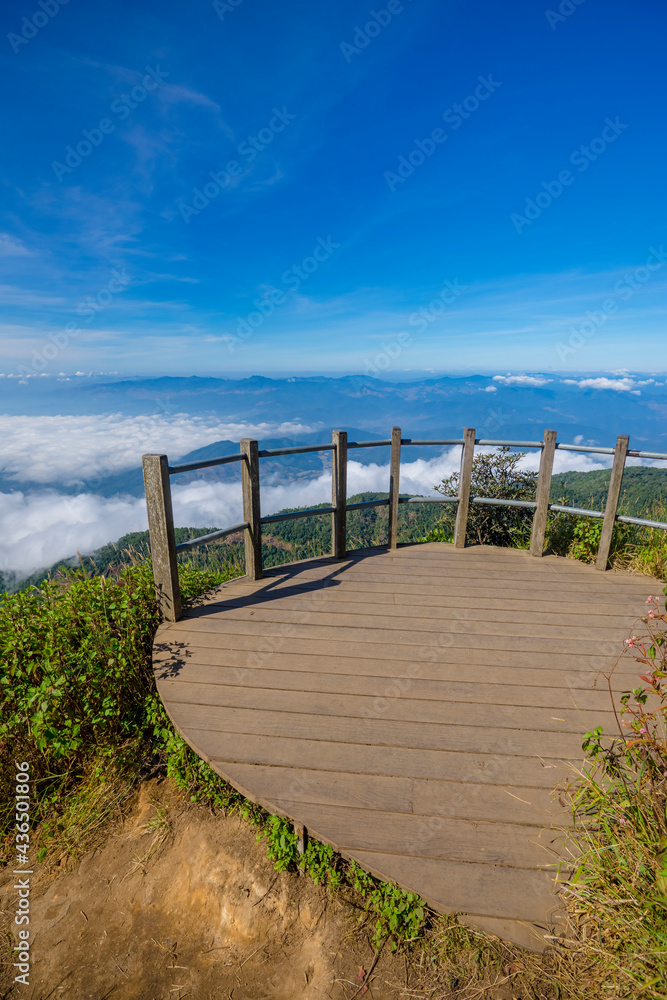 Walkway in the cliffs of Kew Mae Pan ,The Doi Inthanon National Park in Chiang Mai, Thailand.