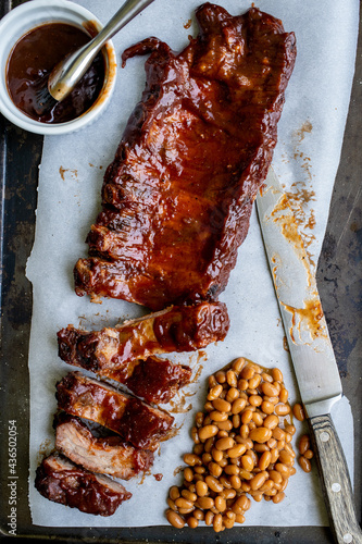 Rack of ribs with beans  photo