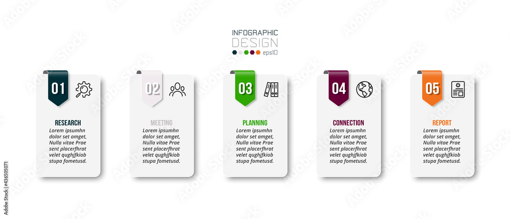 Infographic business template with step or option design. Infographic business template with step or option design.