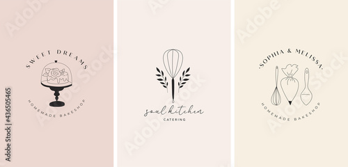 Fotomurale Simple and elegant homemade bakery logo collection