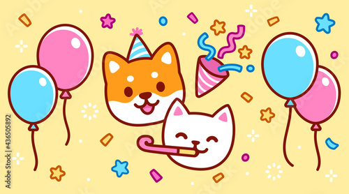 Cartoon party celebration characters