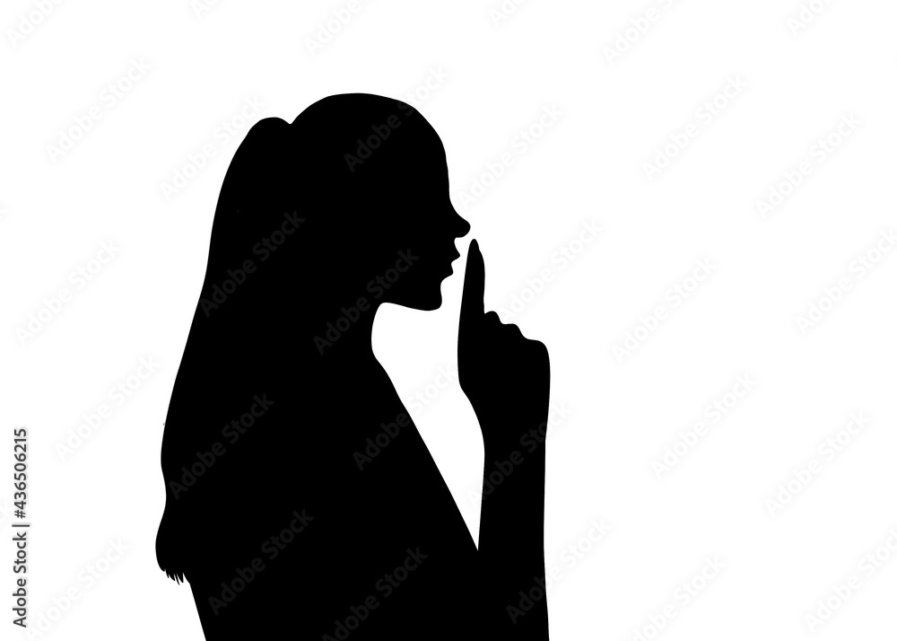 silhouette of a woman be quiet illustration 