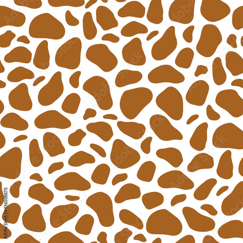 Seamless Pattern in Abstract Style. Brown Spots on White Background. Vector Illustration