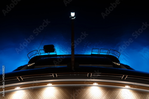 super yacht stern at night 