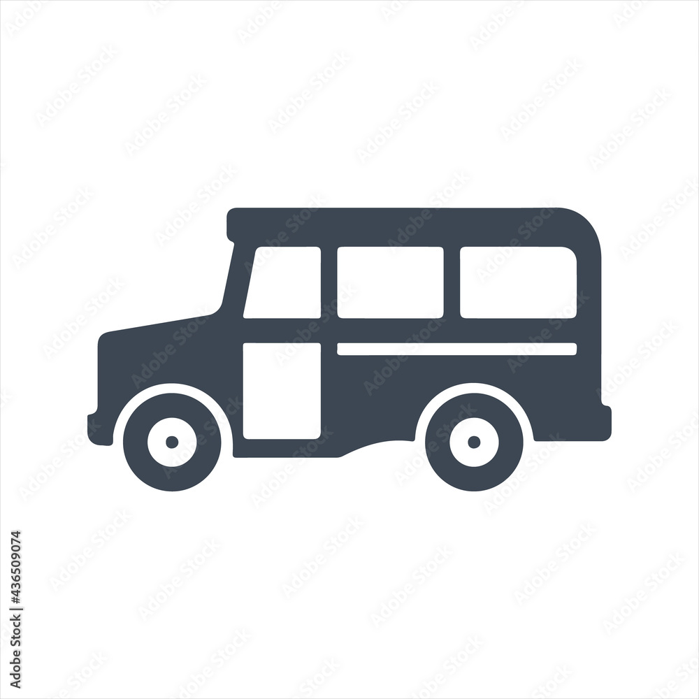 School bus icon. Vector and glyph