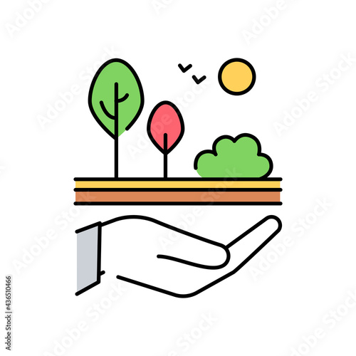 Life on land color icon. Corporate social responsibility.