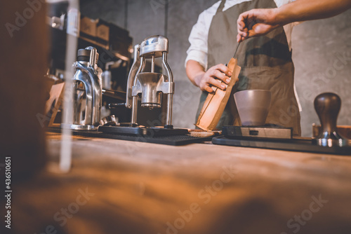 professional barista making...