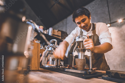 professional barista making...