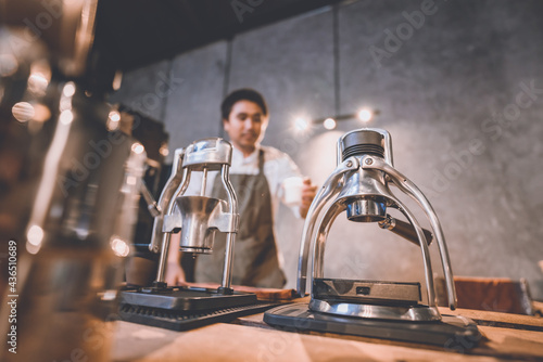 professional barista making...