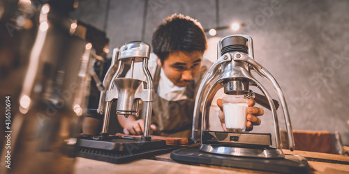 professional barista making...