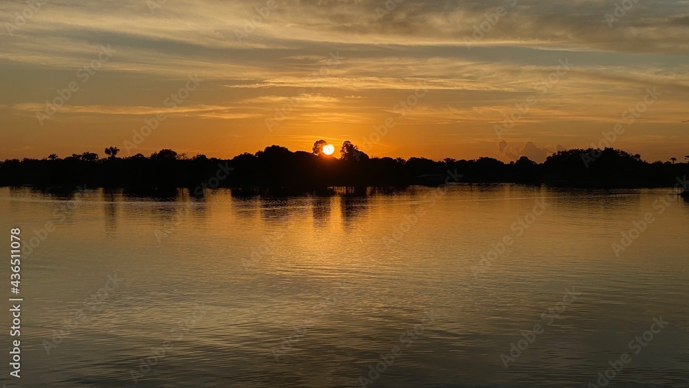 Sunset at Janauaca lake in Manaquiri. Amazonas - Brazil.