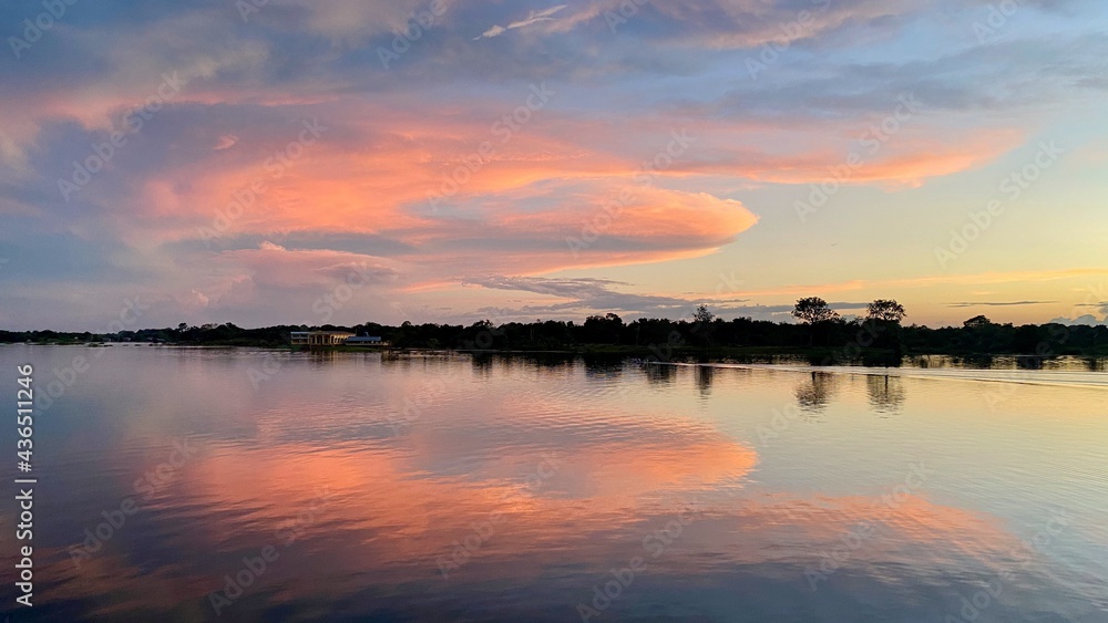 Sunset at Janauaca lake in Manaquiri. Amazonas - Brazil.