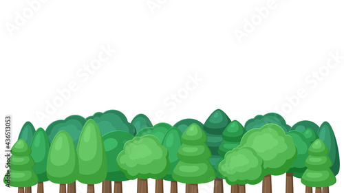 かわいい森林の風景イラスト_木の背景_16:9