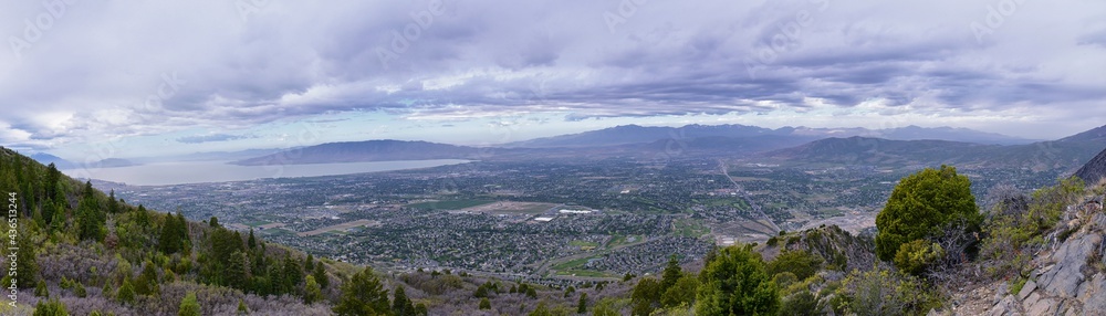 Rocky Mountains Wasatch Front  landscape views  foothills of Mt Timpanogos, Mt Mahogany nature hiking trail, by Orem and Provo, Utah. United States. USA.