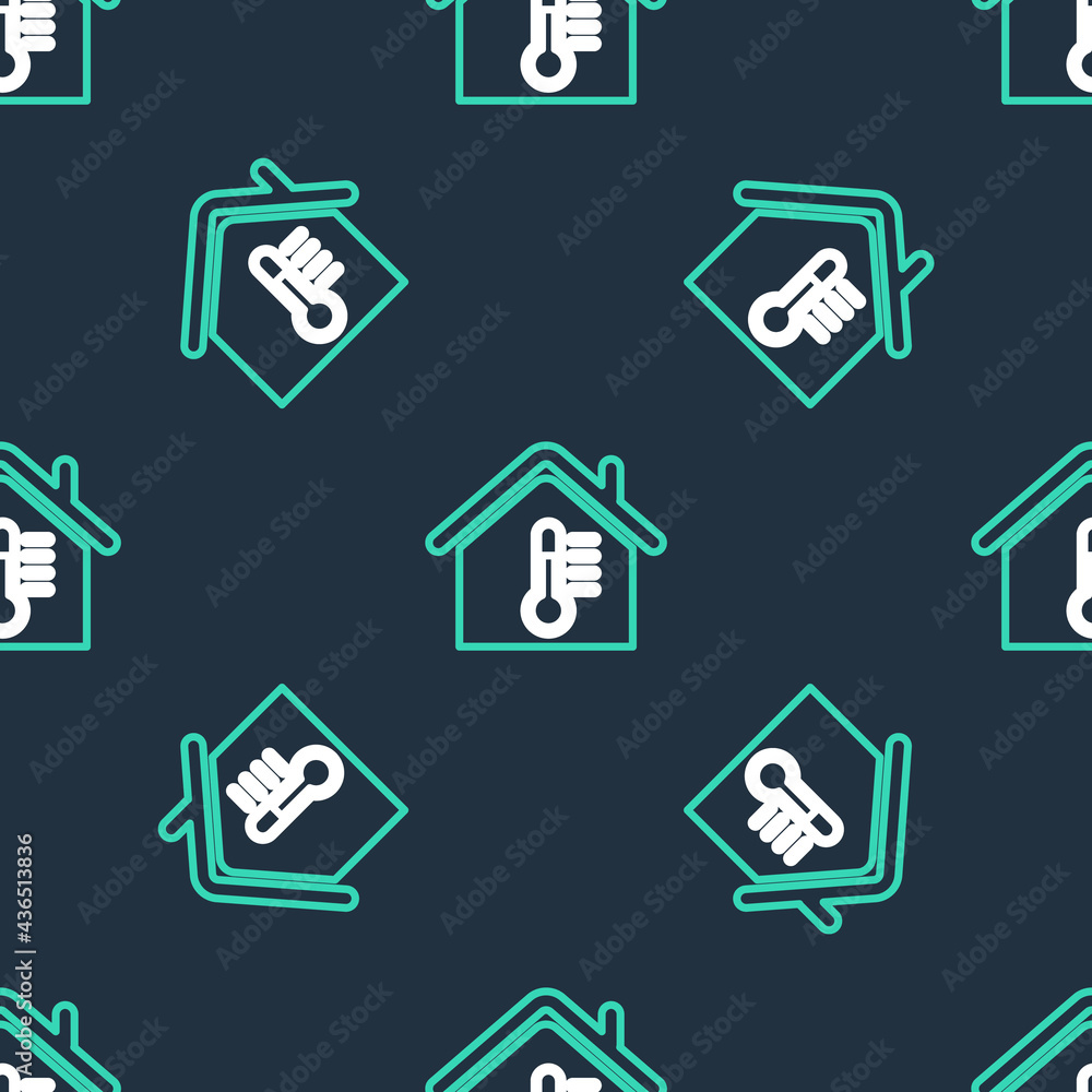Line House temperature icon isolated seamless pattern on black background. Thermometer icon. Vector Line House temperature icon isolated seamless pattern on black background. Thermometer icon. Vector