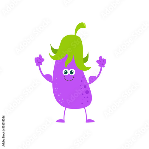 cute eggplant character vector template design illustration