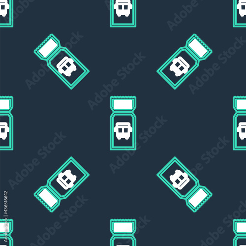 Line Bus ticket icon isolated seamless pattern on black background. Public transport ticket. Vector