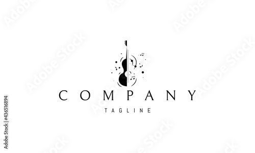 Vector logo on which an abstract image of a playing guitar.