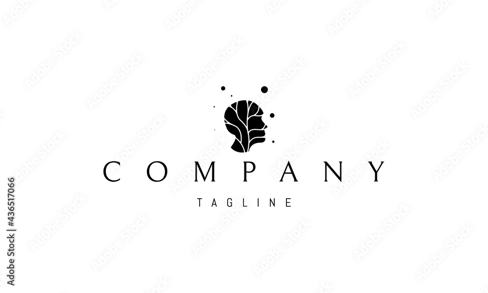 Vector logo on which an abstract image of a human head with a silhouette of a tree inside. Vector logo on which an abstract image of a human head with a silhouette of a tree inside.