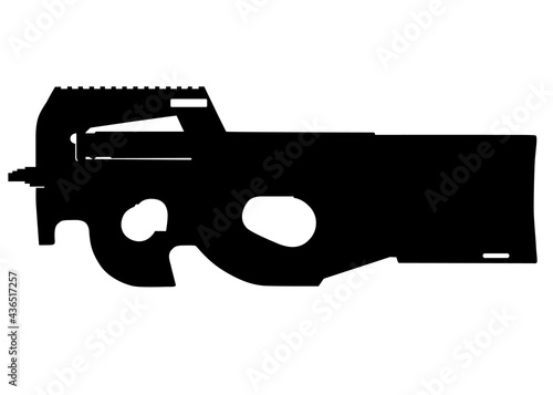 Vector image silhouette of modern military assault rifle symbol illustration isolated on white background. Army and police weapons. © Getmilitaryphotos