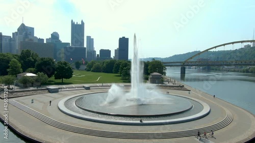 Aerial View of Point State Park Fountain, Pittsburgh, PA