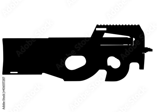 Vector image silhouette of modern military assault rifle symbol illustration isolated on white background. Army and police weapons. © Getmilitaryphotos