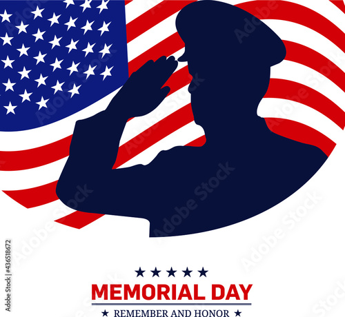 Memorial Day - Remember and honor with USA flag, Vector illustration. Memorial Day concept with salute vector illustration.