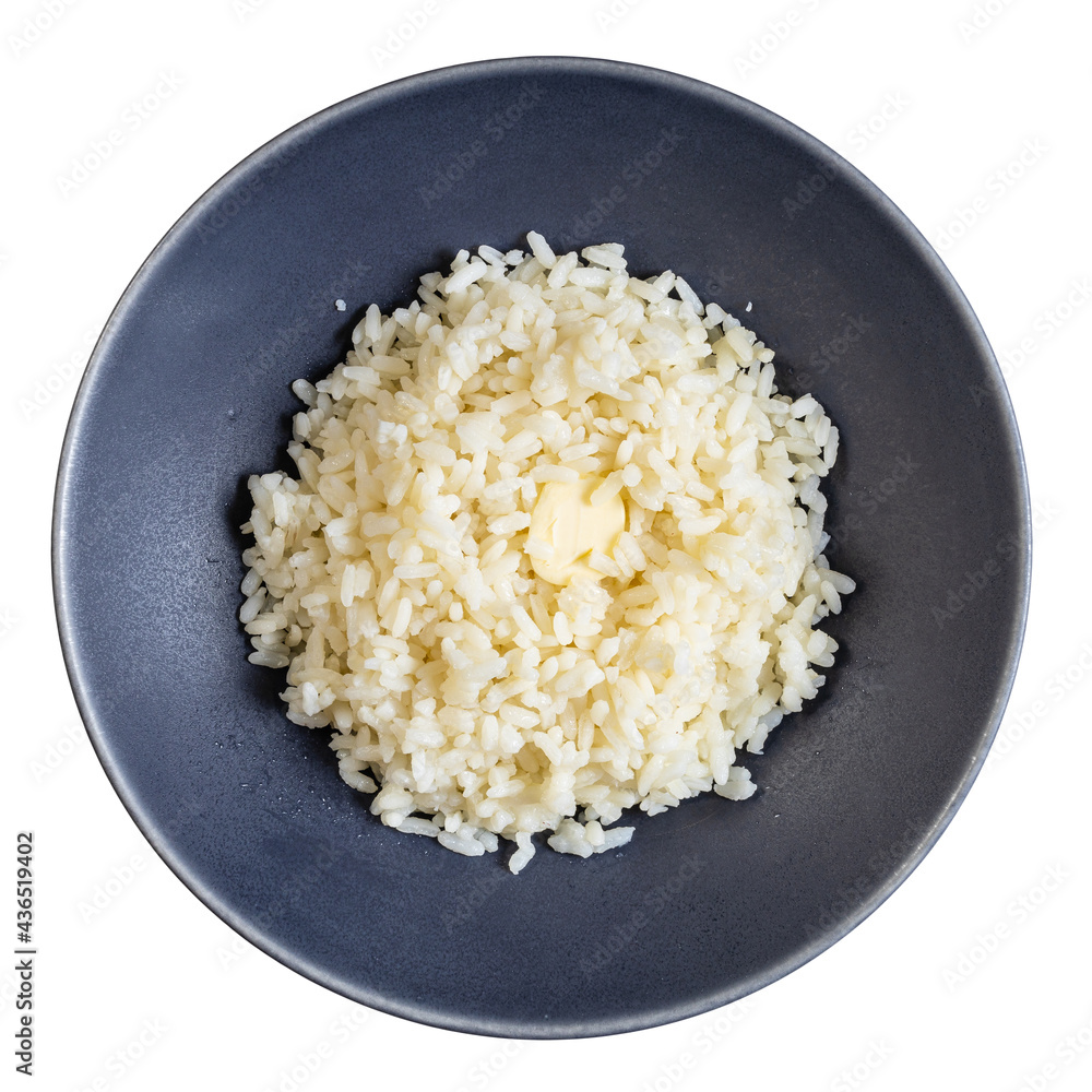 buttered porridge from parboiled rice in gray bowl buttered porridge from parboiled rice in gray bowl