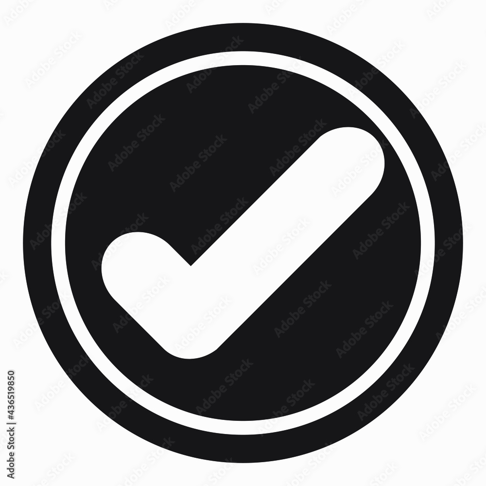 Icon ok. Okay icon. Confirmation of action. Checkbox. Choice. Vector icon. Icon ok. Okay icon. Confirmation of action. Checkbox. Choice. Vector icon.