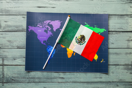 Mexican flag and world map ...