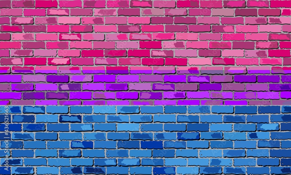 Bisexual pride flag on a brick wall - Illustration,  
Abstract grunge bisexual flag - obrazy, fototapety, plakaty 