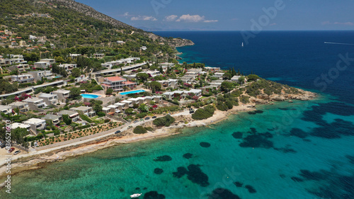 Aerial drone photo of Apolonio resort in Agios Spyridonas, Porto Rafti bay, Attica, Greece photo