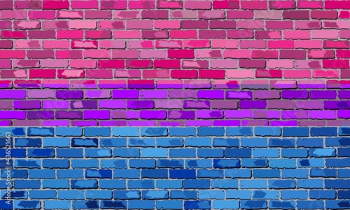 Bisexual pride flag on a brick wall - Illustration,  
Abstract grunge bisexual flag