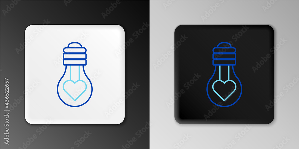 Line Heart shape in a light bulb icon isolated on grey background. Love symbol. Valentine day symbol. Colorful outline concept. Vector Line Heart shape in a light bulb icon isolated on grey background. Love symbol. Valentine day symbol. Colorful outline concept. Vector