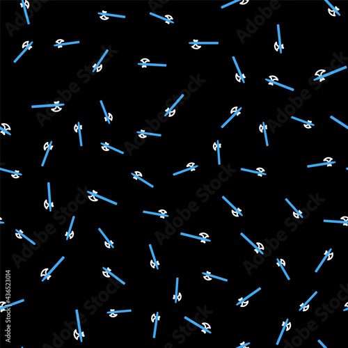 Line Medieval halberd icon isolated seamless pattern on black background. Medieval weapon. Vector © vector_v