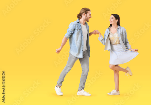 Happy young couple dancing ...