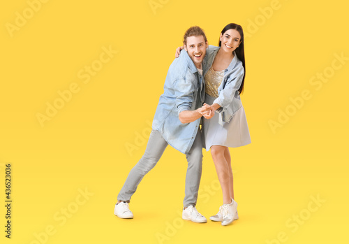 Happy young couple dancing ...